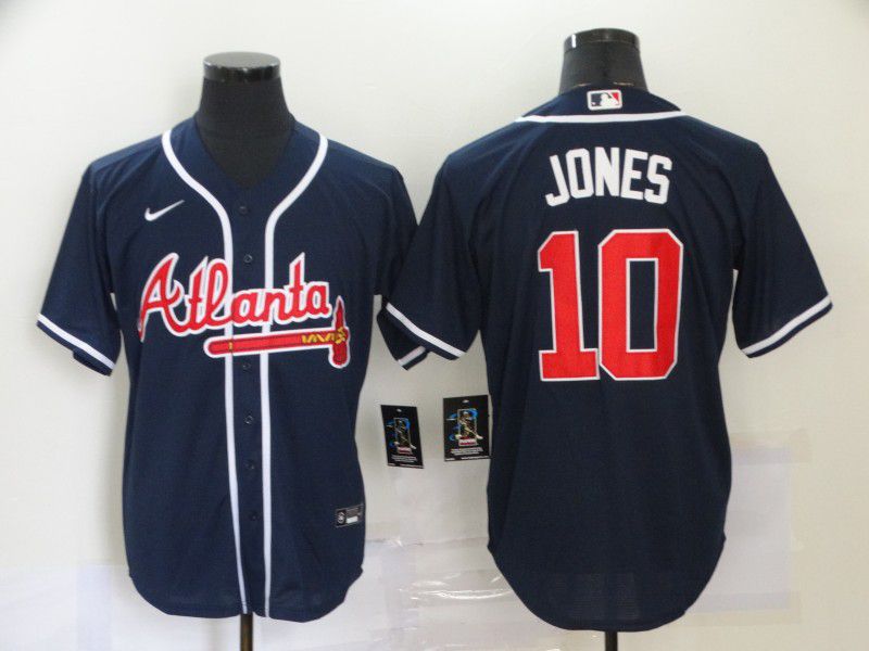 Men Atlanta Braves 10 Jones Blue 2020 Game MLB Jerseys